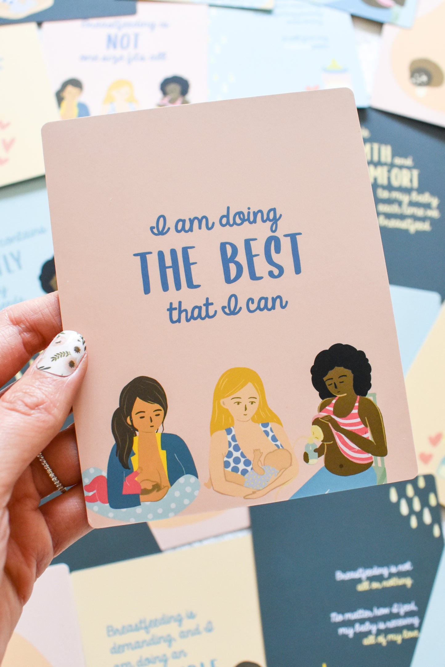 Breastfeeding affirmation card by Fourth Trimester Mama reads "I am doing the best that I can"